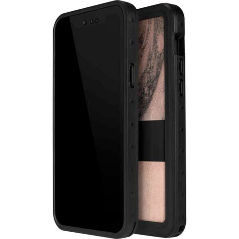 Rose Gold and Black Marble iPhone 15 Pro Waterproof Case